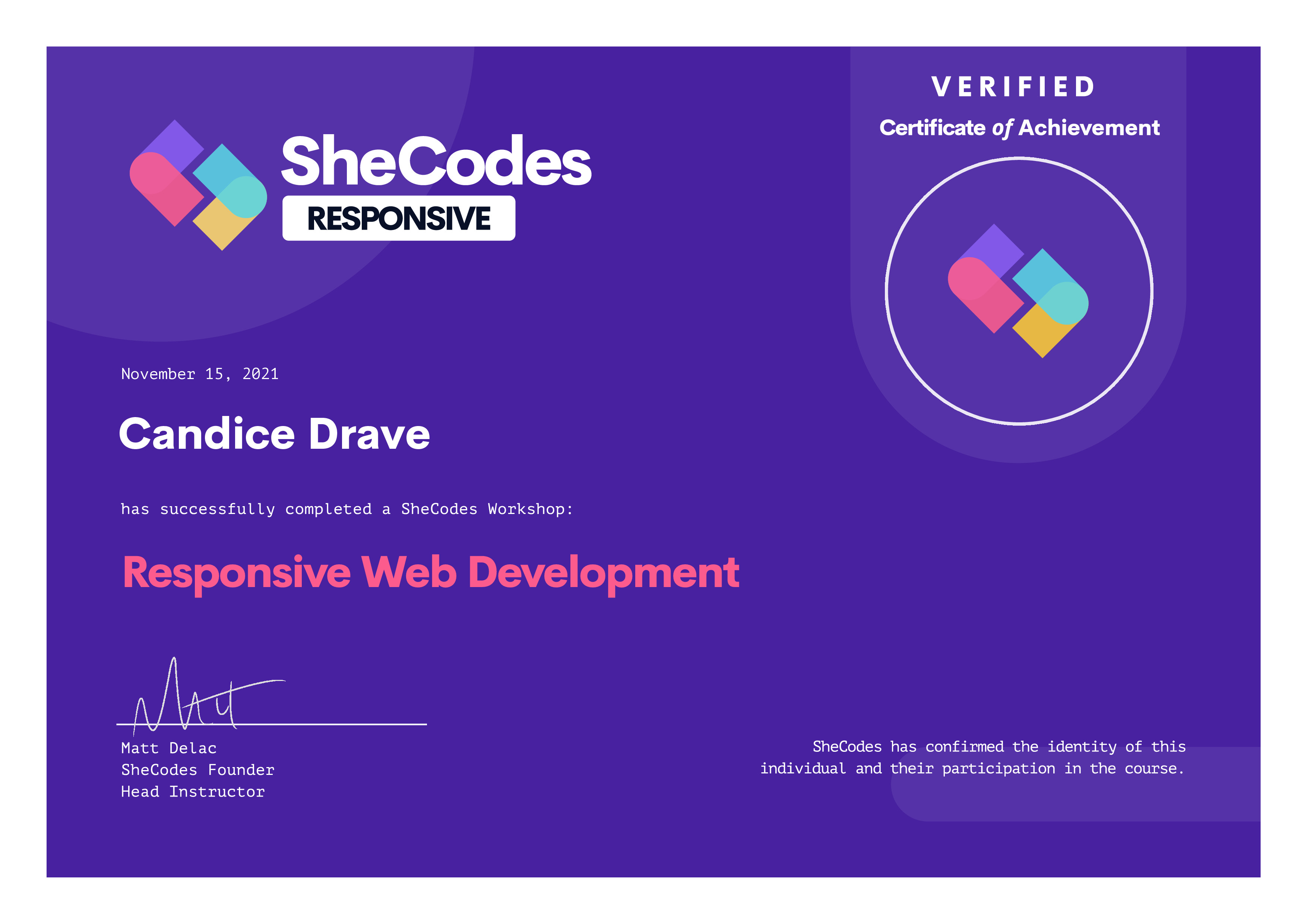 SheCodes responsive certification